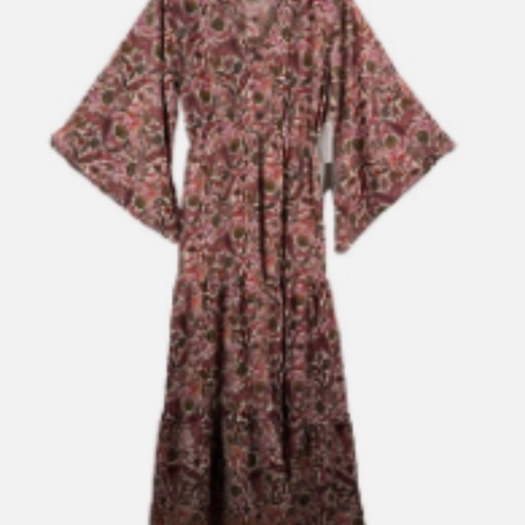 FAST SHIPPING! Paisley Floral Long Bell Sleeve Dress - Picture 4 of 4